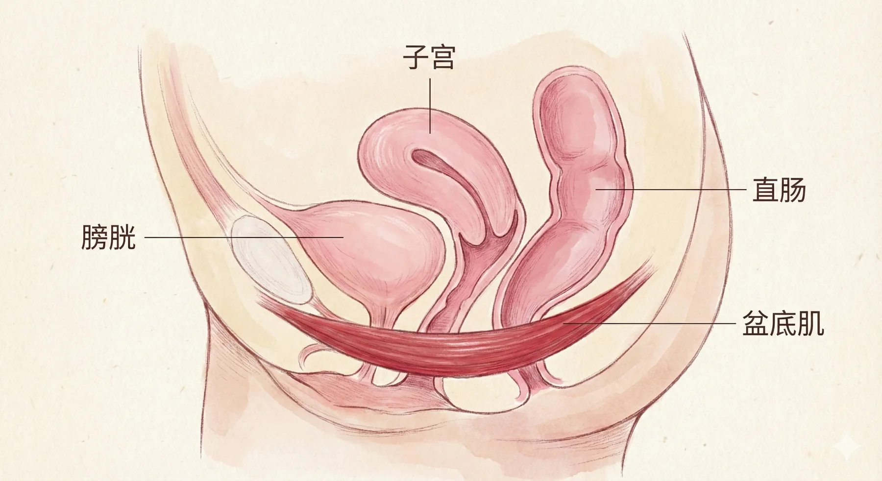 盆底支撑结构医学科普图